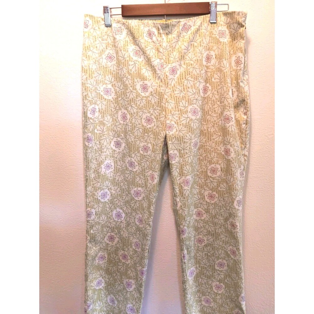 Vtg Sigrid Olsen Deco 20 Floral Pants Size 12 Side Zip Cotton Blend Straight Leg - Picture 3 of 14